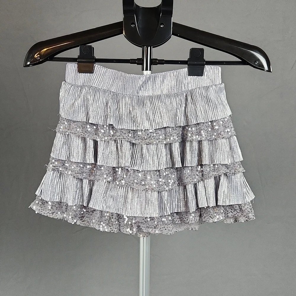 Justice- Girls Metallic Ruffle Skirt w/attached shorts - Size 8